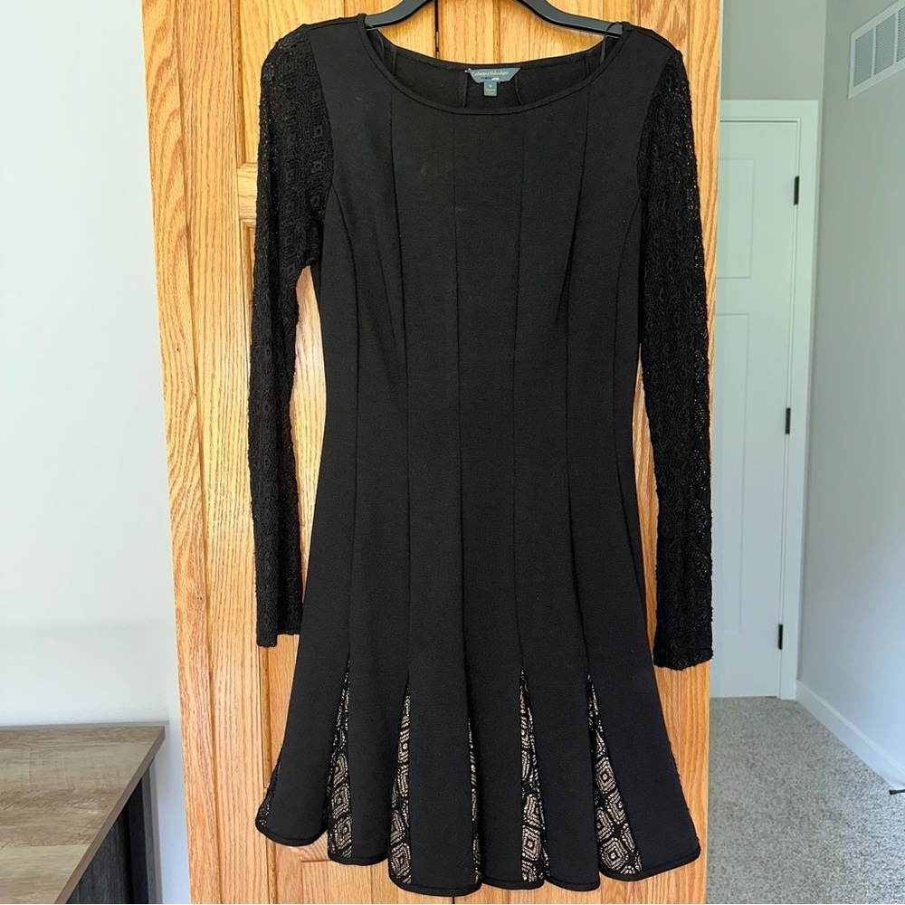 Catherine Malandrino Black Dress with Lace Details size 6